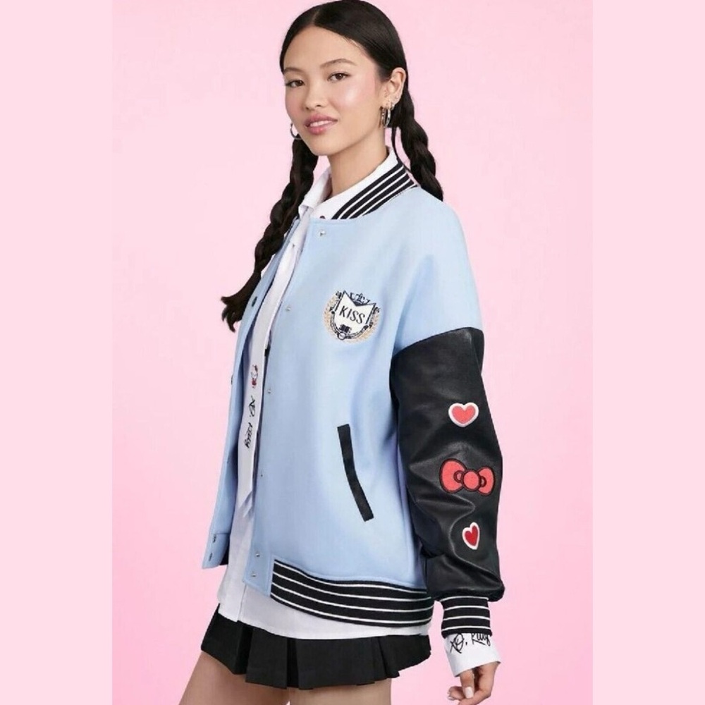 Hello Kitty Varsity Jacket – Light Blue & Black (XO, Kitty) - Picture 5 of 13